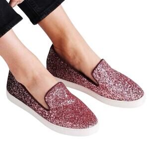 Birdies The Swift Rose Sparkle Slip On Sneakers Pink Glitter Shoes Women 10